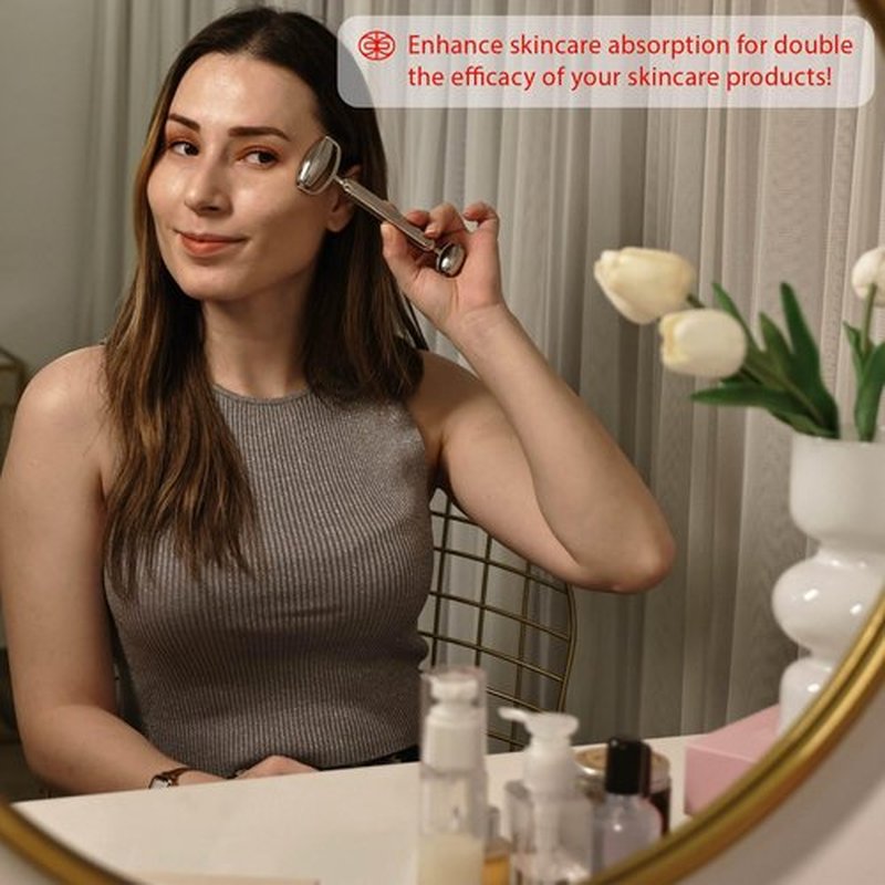 Rena Chris Face Roller & Gua Sha Set, Stainless Steel Massage Tools for Jawline Sculpting and Puffiness Reducing, Beauty & Skincare
