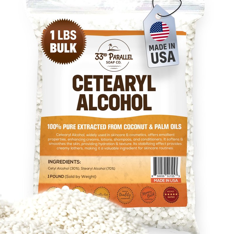 CETEARYL Alcohol (1 lbs / 16 oz) 100% Pure Extracted from Coconut & Palm Oils. Premium Granules Cetearyl Alcohol for Lotion Making, Creams, Scrubs, Shampoos, Conditioners, Moisturizers | 1 Pound