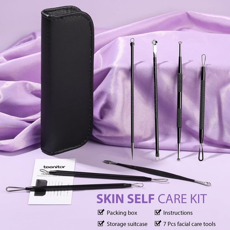 Teenitor 7 in 1 Blackhead Remover Tools, Surgical Grade Pimple Popper Tool Kit, Blackhead Extractor, Pimple Extractor, Black Head Remover for Face Nose