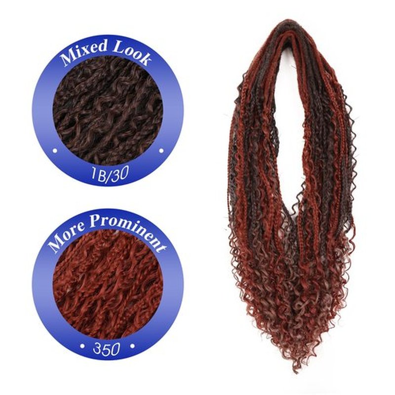 HANNE 24 Inch Boho Double Ended Dreadlock Extensions Soft Handmade Dreadlock Extensions with Boho Box Braids Thin Curly Synthetic Dreadlock Extensions for Women (10 Strands/Pack 350)