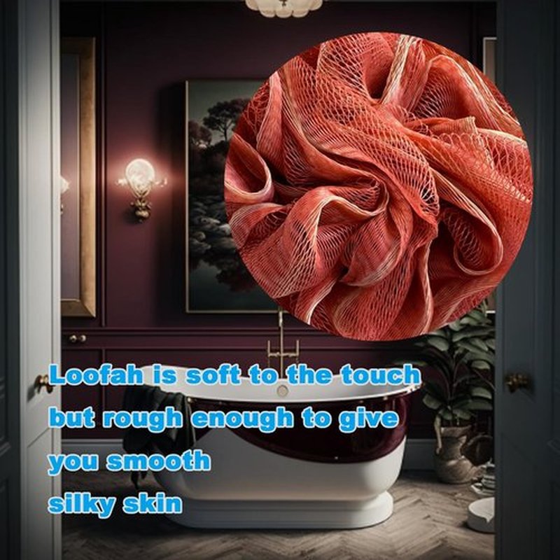Large Exfoliating Loofah Puff Loufas Lofa Sponges Shower Loufah, Loafas Shower Scrubby Bath Pouf Sponge for Body - WineRed 50g