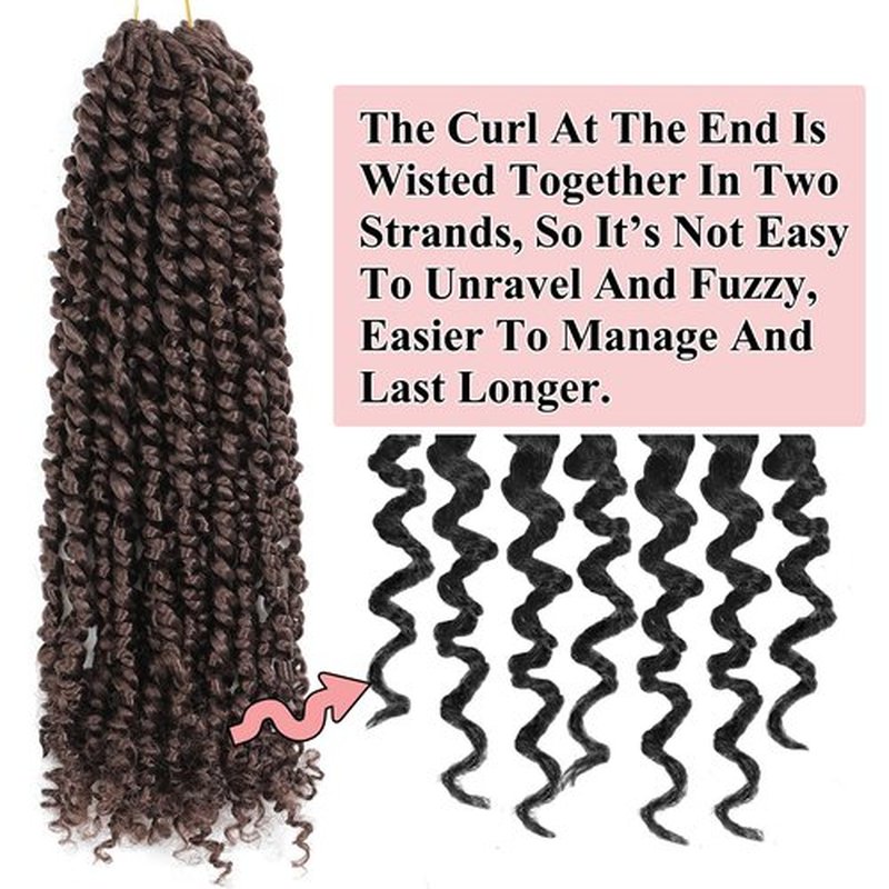Alrence Passion Twist Crochet Hair 8 Packs Pre twisted Passion Twist Hair For Women Soft Bohe Pre-looped Crochet Braids (14 Inch (Pack of 8), 33#)