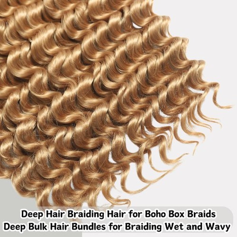 Deep Wave Bulk Hair For Braiding Hair 20inch 150g No Weft Wet And Wavy Quality Synthetic Hair Braiding Extensions For Boho Braids（2 Bundles/Pack 27#）