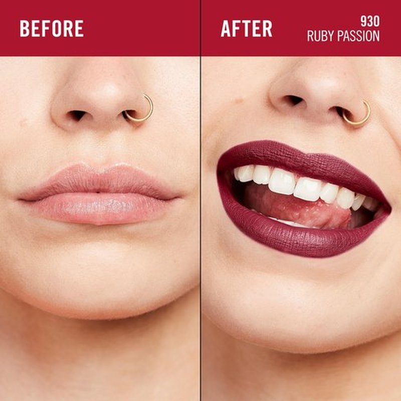 Rimmel London Lasting Mega Matte Liquid Lipstick, Long-Lasting, Hydrating, Vegan Formula - 930 - Ruby Passion, 0.25oz