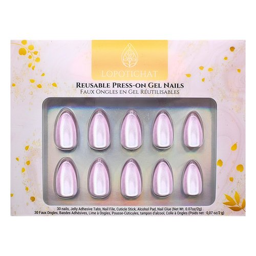 Lopotichat Ultra-Resistant Gel Press-On Nails Set - 30 Nails in 15 Sizes for Perfect & Natural Fit - Reusable Manicure for DIY Salon-Quality Nails at Home (Puur-fect)