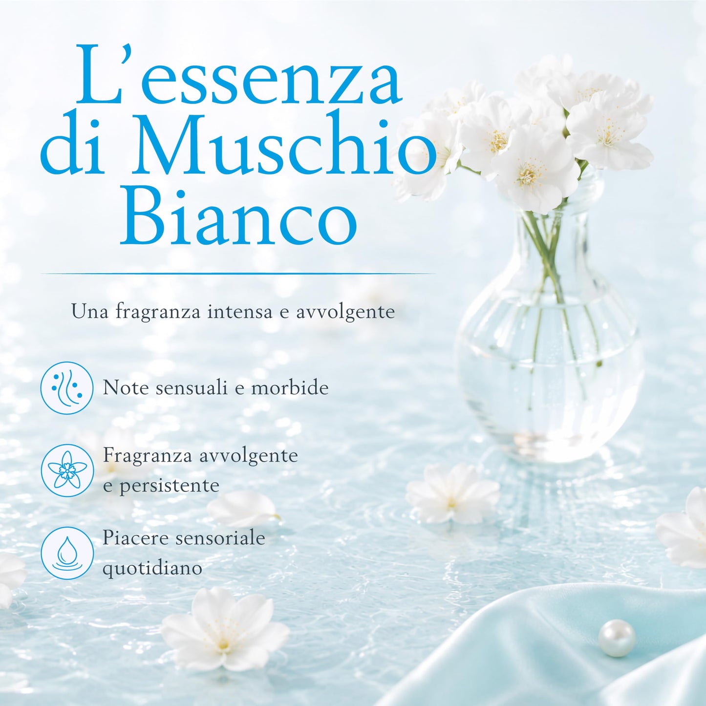Perlier: "Muschio Bianco d'Oriente" Shower Cream, White Musk Scent 8.4 Fluid Ounces (250mL) Tube [ Italian Import ]