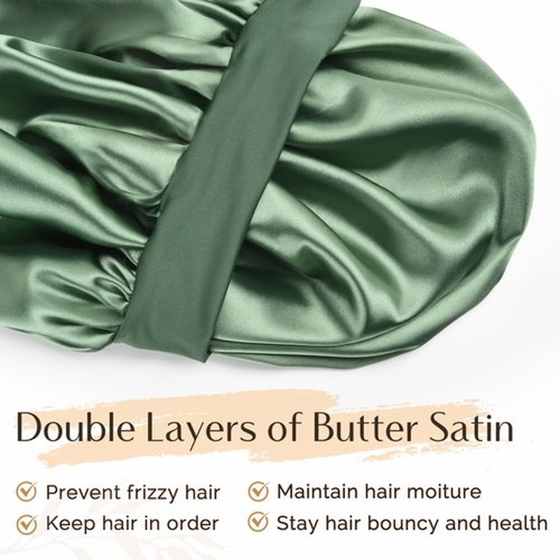 YANIBEST Silk Bonnet for Sleeping Women Double Layer Satin Lined Hair Bonnets for Sleeping Soft Elastic Band Silk Sleep Cap for Curly Natural Hair