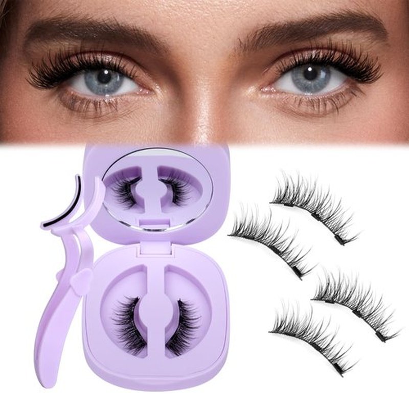 JIMIRE Manga Magnetic Eyelashes Natural Look Soft Magnetic Half Lashes Reusable Comfortable Magnetic Half Eyelashes with Applicator No Glue No Eyeliner Needed 1 Pair Pack