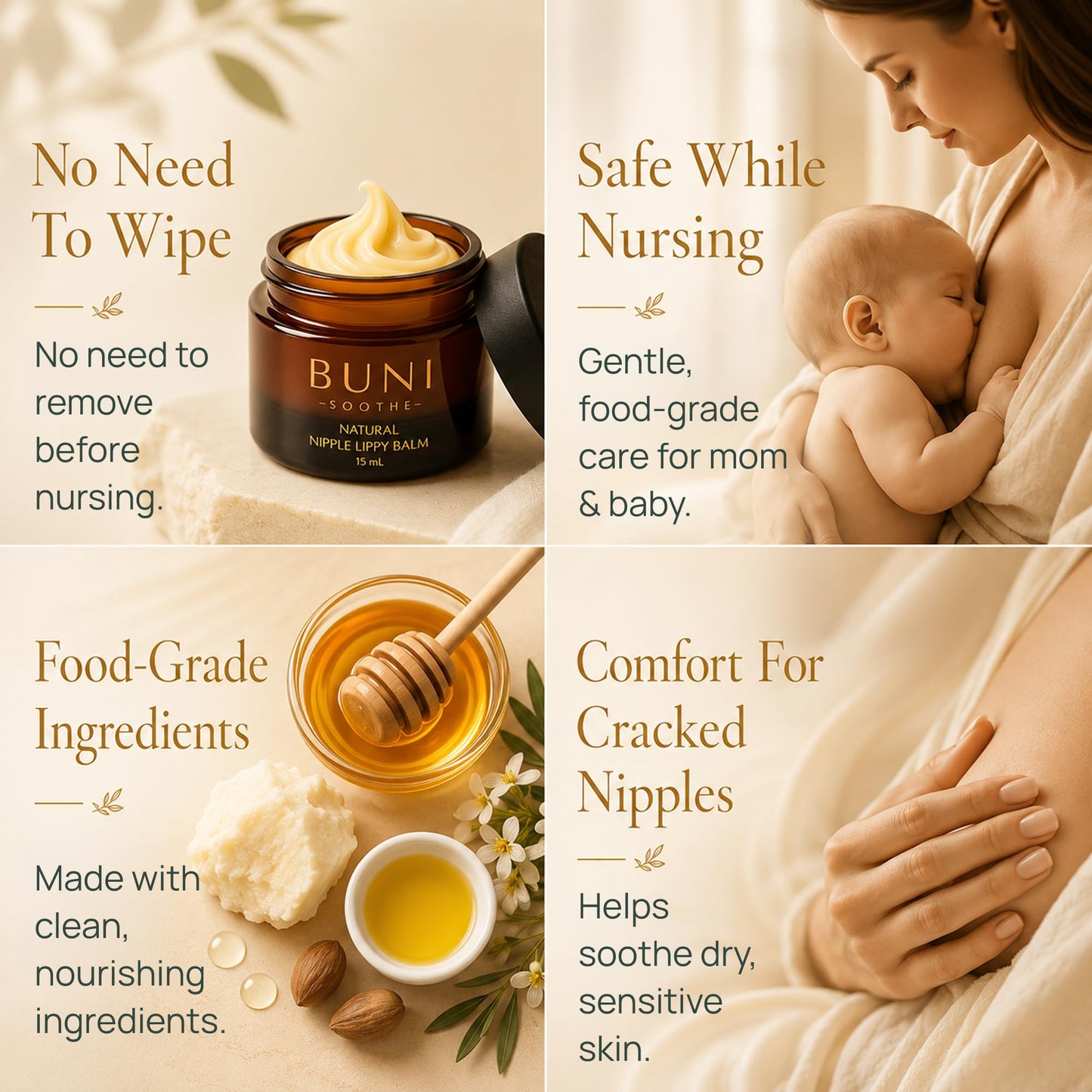 BUNI Nipple Cream & Lip Balm, Safe for Breastfeeding, Unscented (0.5 oz)
