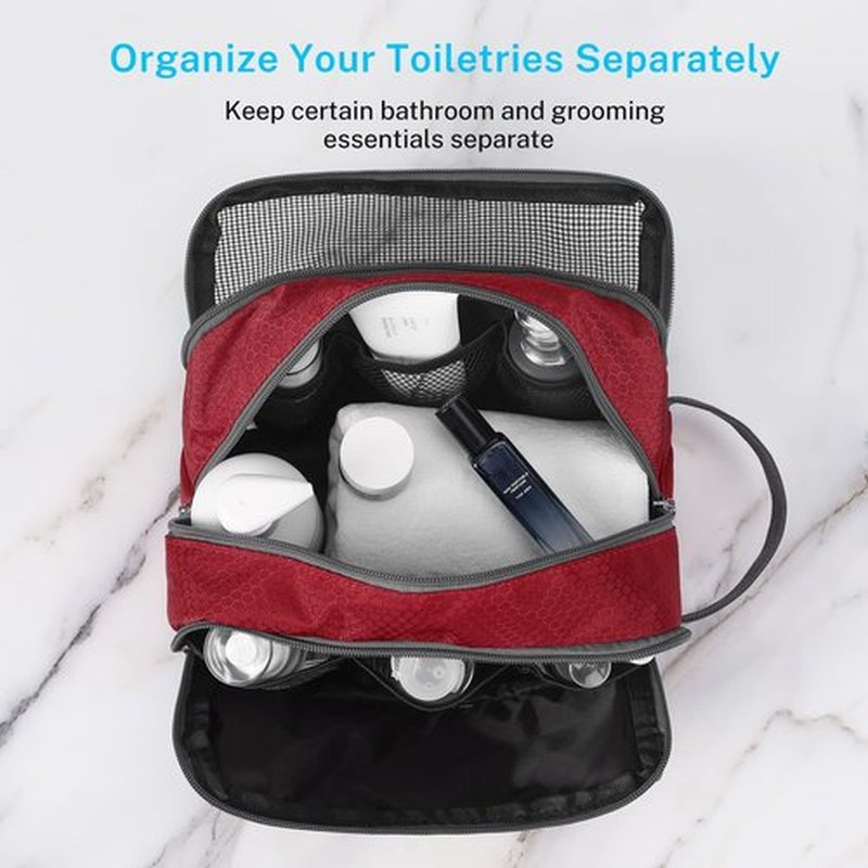 Travel Toiletry Bag Nylon, Gonex Dopp Kit Shaving Bag Toiletry Organizer Red