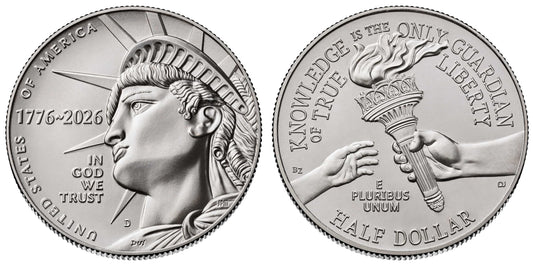 2026 P, D Enduring Liberty Half Dollar 2-Coin Set - Brilliant Uncirculated - Dual Dated Coins - Semiquincentennial Coin Collection SemiQ Uncirculated