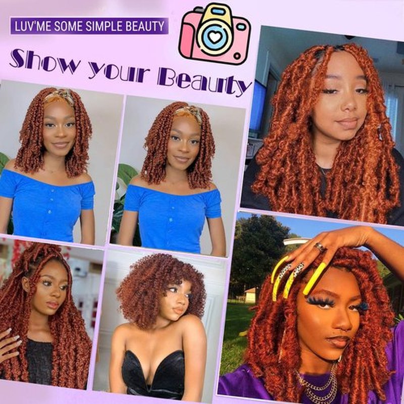 Sunsmilely Cuban Twist Hair 12 Inch Marley Twist Braiding Hair 350 Kinky Twist Hair 8 Packs Springy Afro Twist Hair Gingger Wrapping Hair for Soft Locs Pre Fluffed Spring Twist Hair Extensions