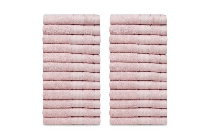 Casa Lino 24 Pack Wash Cloths Set, (12" X12) 100% Cotton wash Cloths, wash Cloths for Your face and Body, Highly Absorbent & fingertip Soft wash Cloths for Your face and Body, Blush