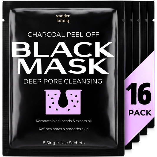 Black Mask Peel Off Face Mask with Activated Charcoal Powder – Korean Blackhead Remover Mask for Nose & Face, Pore Cleaner, Clay Mask & Strips Alternative, Face Mask Skincare for Men & Women, Gift Set