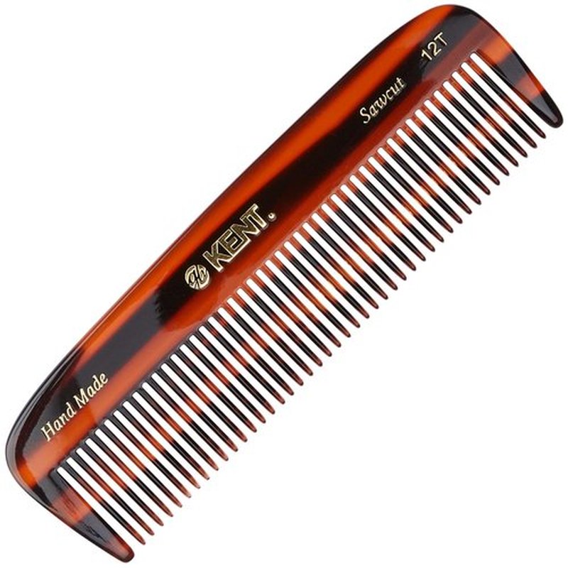 Kent 12T Wide Tooth Comb, Hair Detangling Comb, Handmade Pocket Comb for Thick,Curly, Wavy Hair, Large Tooth Comb, Hair Detangler Comb for Grooming Hair, Beard and Mustache
