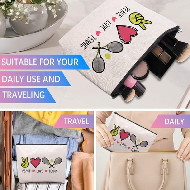 CEASQVAA Tennis Gifts Tennis Makeup Bag Pouch, Inspirational Tennis Gifts for Women, Gifts for Tennis Lovers Players Birthday Gift for Coach