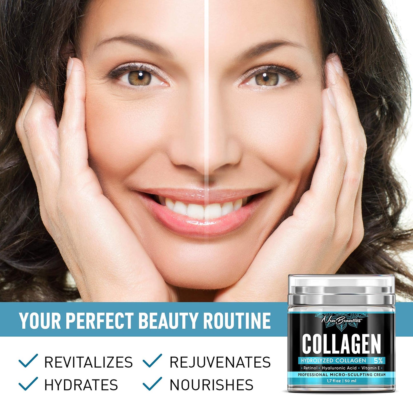 Neubeautics Collagen Cream For Face - Anti Aging Night Women Made In USA Wrinkle With Retinol Hyaluronic Acid Firming & Hydrating Effect Facial Cream, 50 ml (Neubeautics)