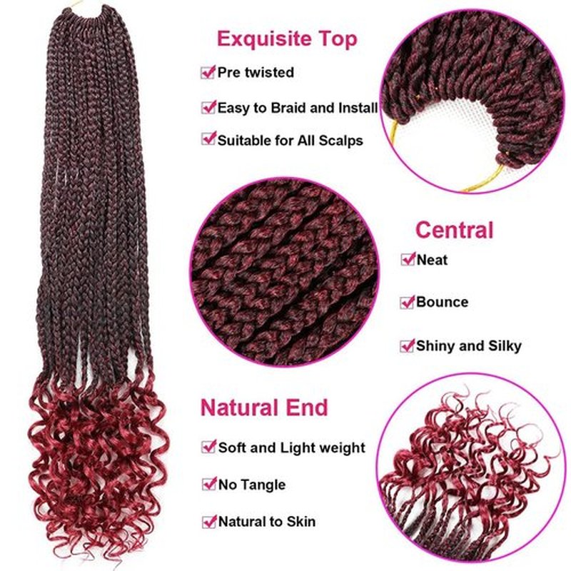 7 Packs Goddess Box Braids Crochet Hair 10 Inch Crochet Braids with Curly Ends Bohemian Crochet Hair Hair for Black Women (10 Inch 7 Packs, TBug#)