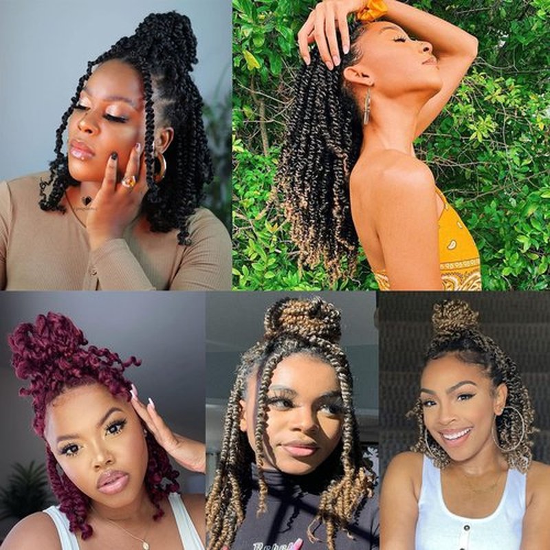 Leeven 8 Packs Passion Twist Crochet Hair 16 Inch Natural Black Bomb Pre Twisted Water Wave Crochet Braids Pre Looped Curly Bohemian Synthetic Braiding Hair Extensions for Women #1B