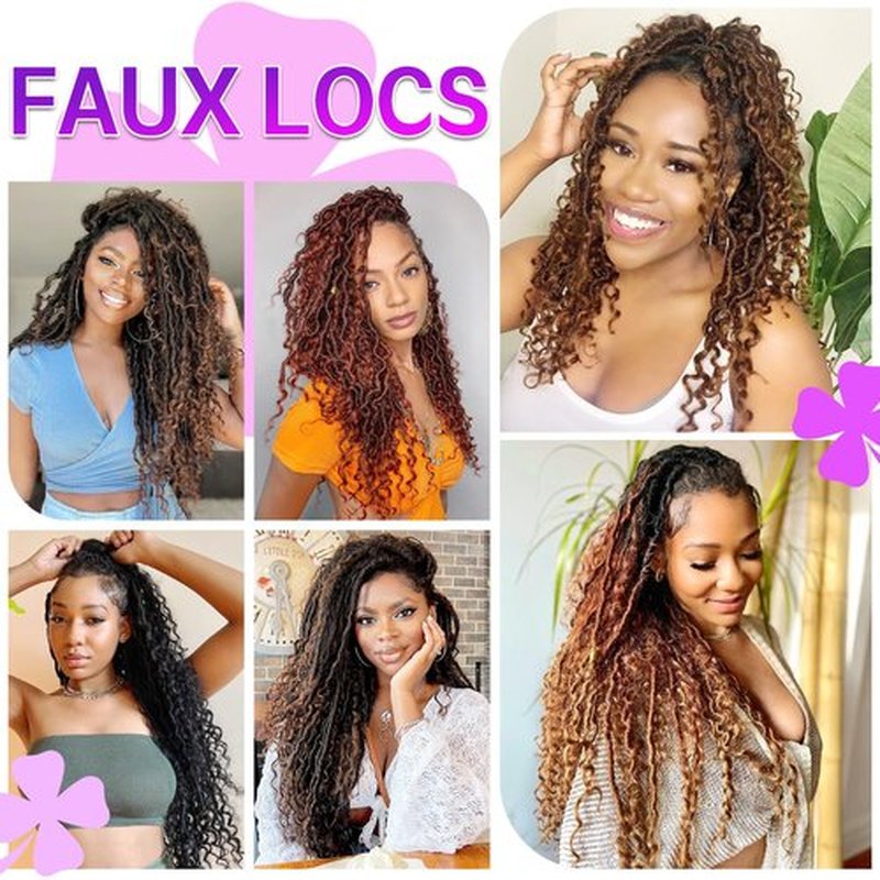 AMELI Goddess Locs Crochet Hair River Fauxs Locs Crochet Hair for Black Women 8Packs Pre Looped Crochet Locs With Curly Ends(12inch, 1B/30/27)