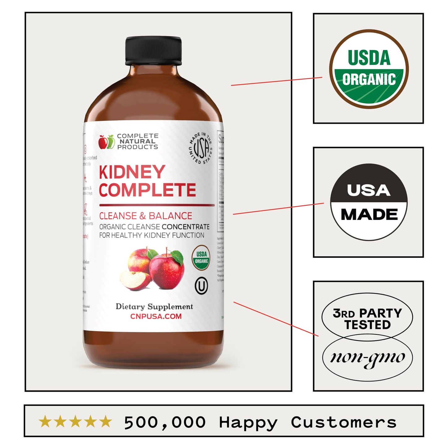 CNP | Kidney Complete Liquid 16oz - ACV, Lemon, Chanca Piedra Cleanse Aid