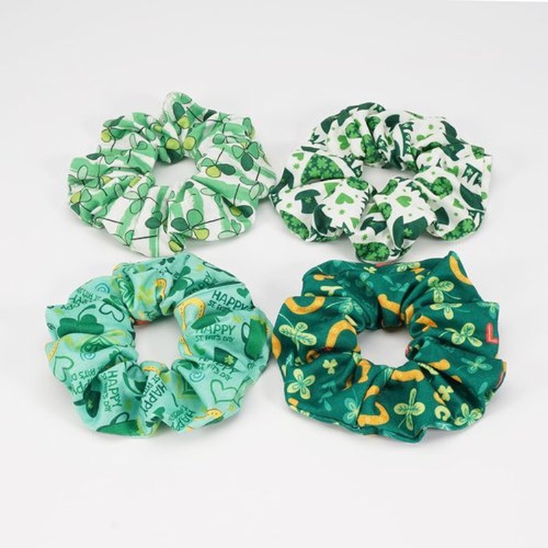 Jocbean St Patrick's Day Hair Scrunchies Ponytail Holders Irish Green Hair Ties for Women