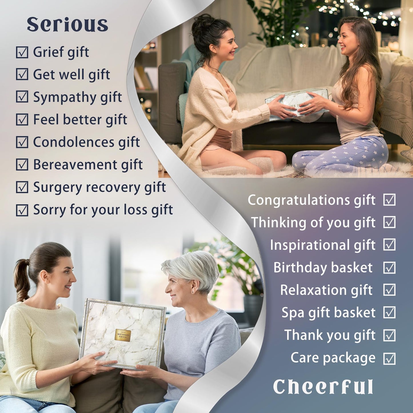 AHAGIFTREE Gift Baskets for Women,11PC Care Package,Think of You, surgery recovery gifts for women,Get Well Soon After Surgery,Birthday Gifts,Thank You,Sympathy Gift Baskets