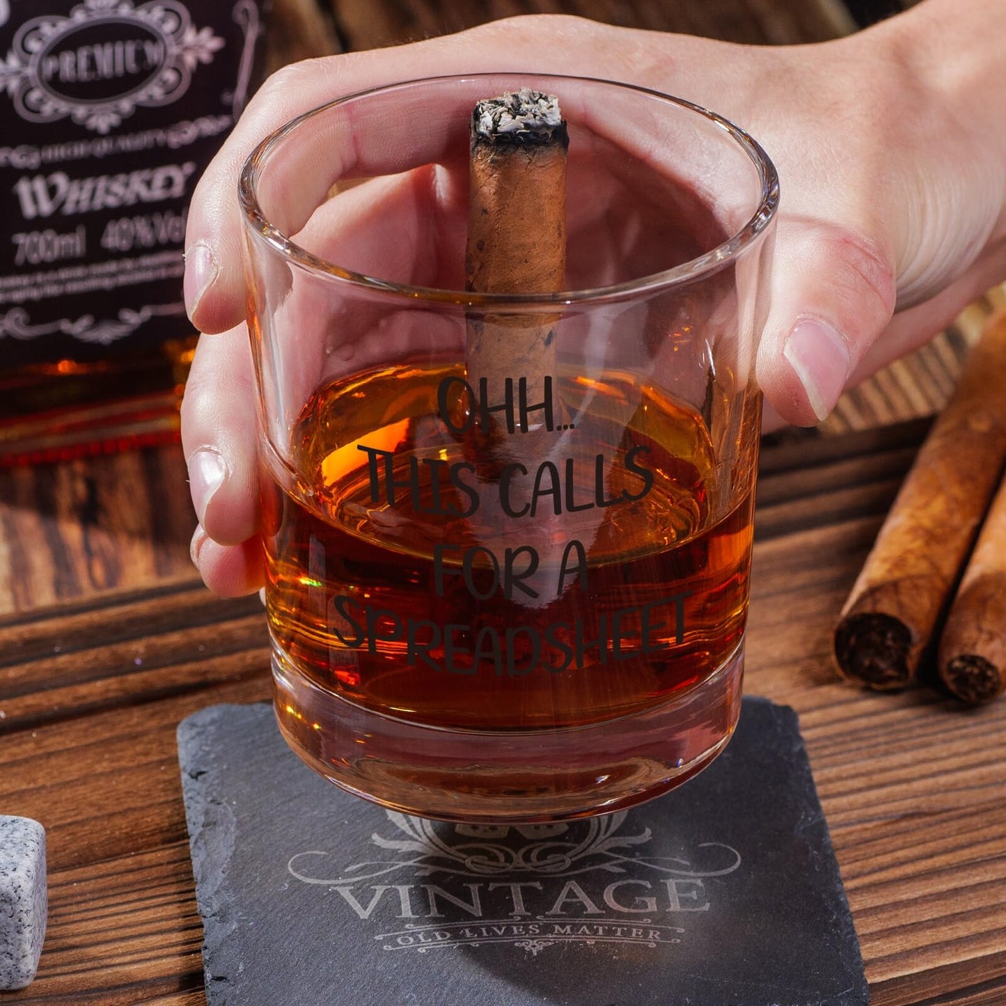Oh This Calls For A Spreadsheet Whiskey Glass- Funny Accountant Excel Gifts, Funny White Elephant Gifts Bourbon Glass for Men Coworker, Christmas Gag Spreadsheet Gift for Accountants Data Analyst