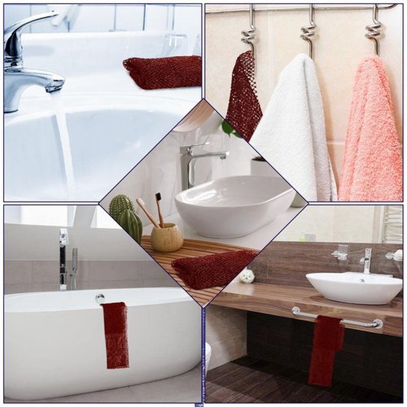 Geiserailie African Long Bathing Net Sponge Long Net Shower Body Scrubber Back Scrubber Skin Smoother Net Bathing Sponge for Daily Use or Stocking Stuffer (Wine Red)