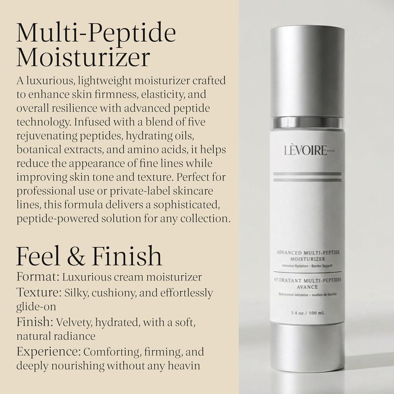 Advanced Multi-Peptide Moisturizer - Firming Face Cream with Hyaluronic Acid & Peptides | Smooths Fine Lines | 3.4 oz