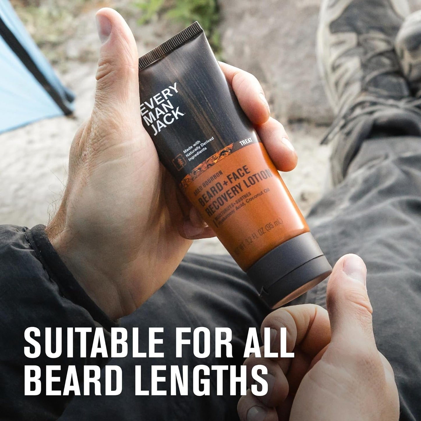Every Man Jack Beard Lotion - Moisturizing Face & Beard Care - Light Aged Bourbon Scent - 3.2 oz (2 Pack)