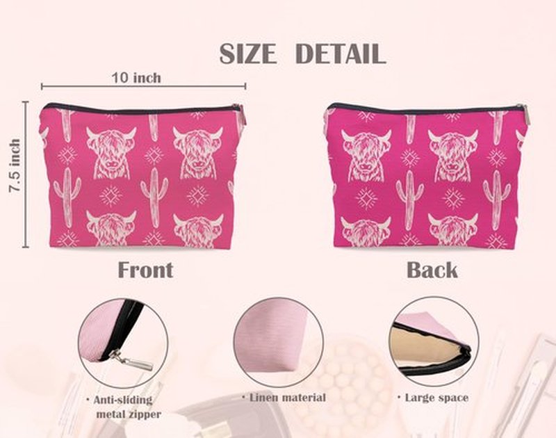 Lacosu Western Makeup Bag,Western Gifts For Women,Cow Makeup Bag,Cowgirl Stuff,Western Stuff For Women,Western Gifts,Cowgirl Gifts(COW B)