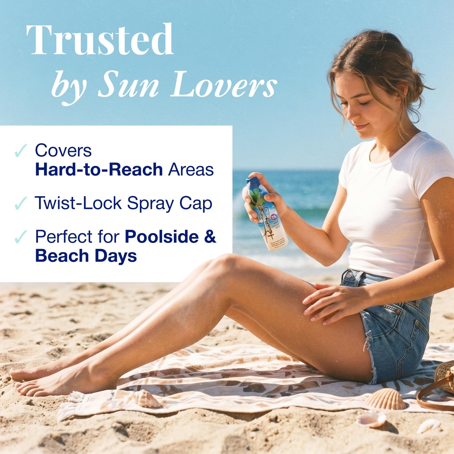 Panama Jack Continuous Spray Sunscreen - SPF 75, Broad Spectrum UVA/UVB Protection, PABA, Paraben, Gluten & Cruelty Free, Water Resistant (80 Minutes), 5.5 OZ