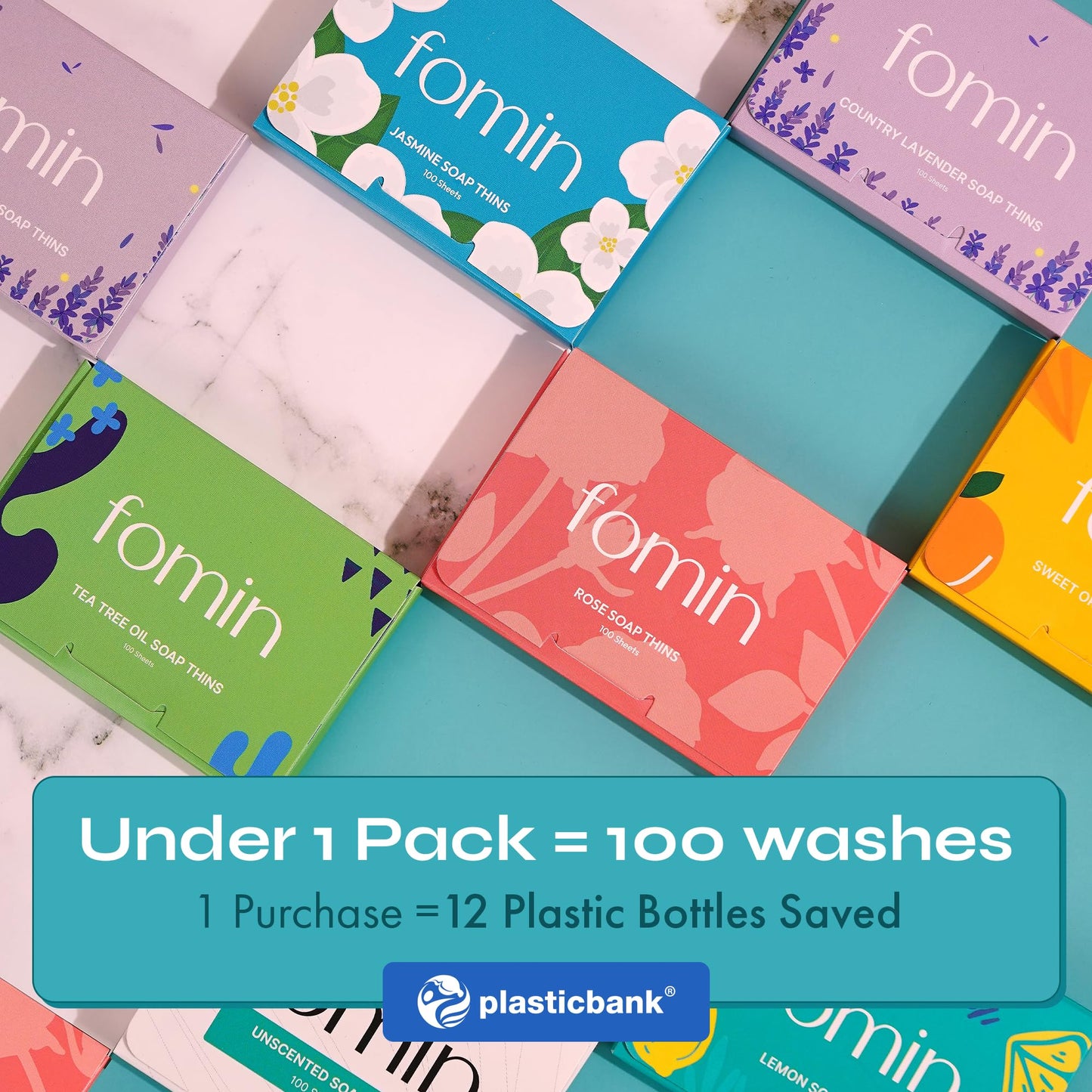 FOMIN - Paper Soap Sheets for Hand Washing - (100 Sheets) Tea Tree Portable Travel Soap Sheets, Dissolvable Camping Mini Soap, Portable Hand Soap sheet