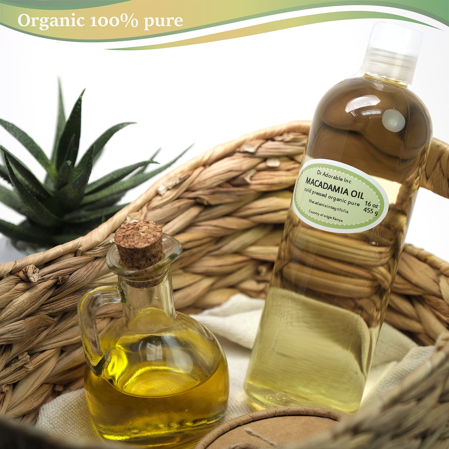 Dr Adorable - 16 oz - Macadamia Nut Oil - 100% Pure Natural Organic Cold Pressed