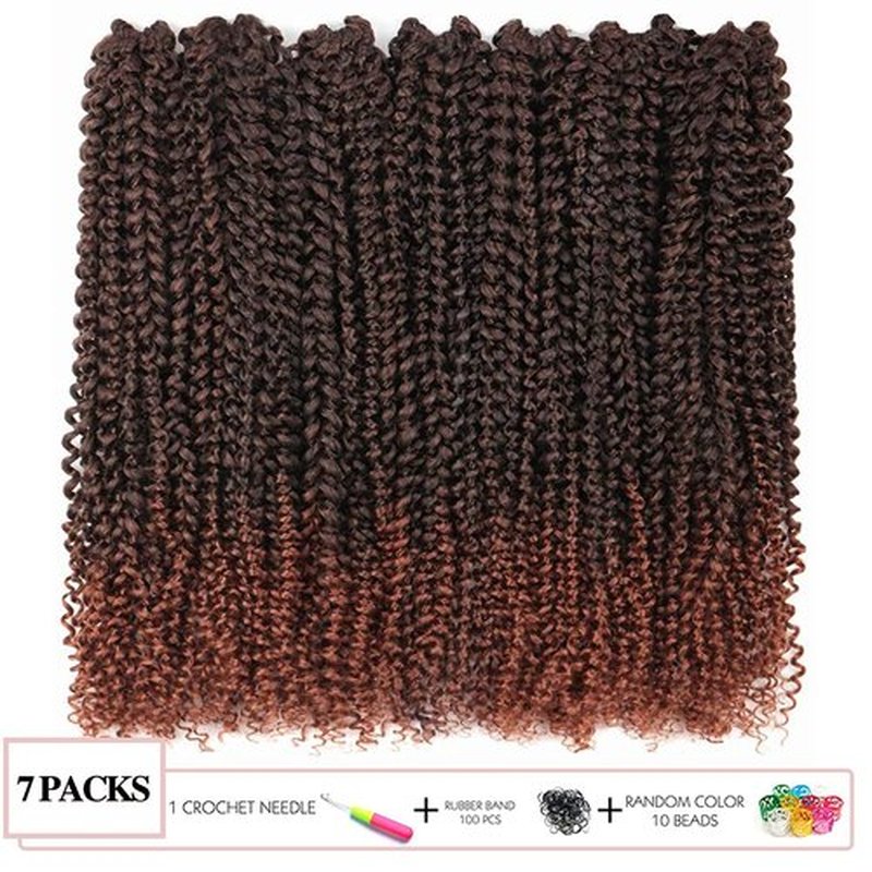 Pelokaa Passion Twist Hair - 10 Inch 7packs Ombre Brown Water Wave Crochet Braids Synthetic Braiding Hair Extensions (10 Inch 7Packs, T30)