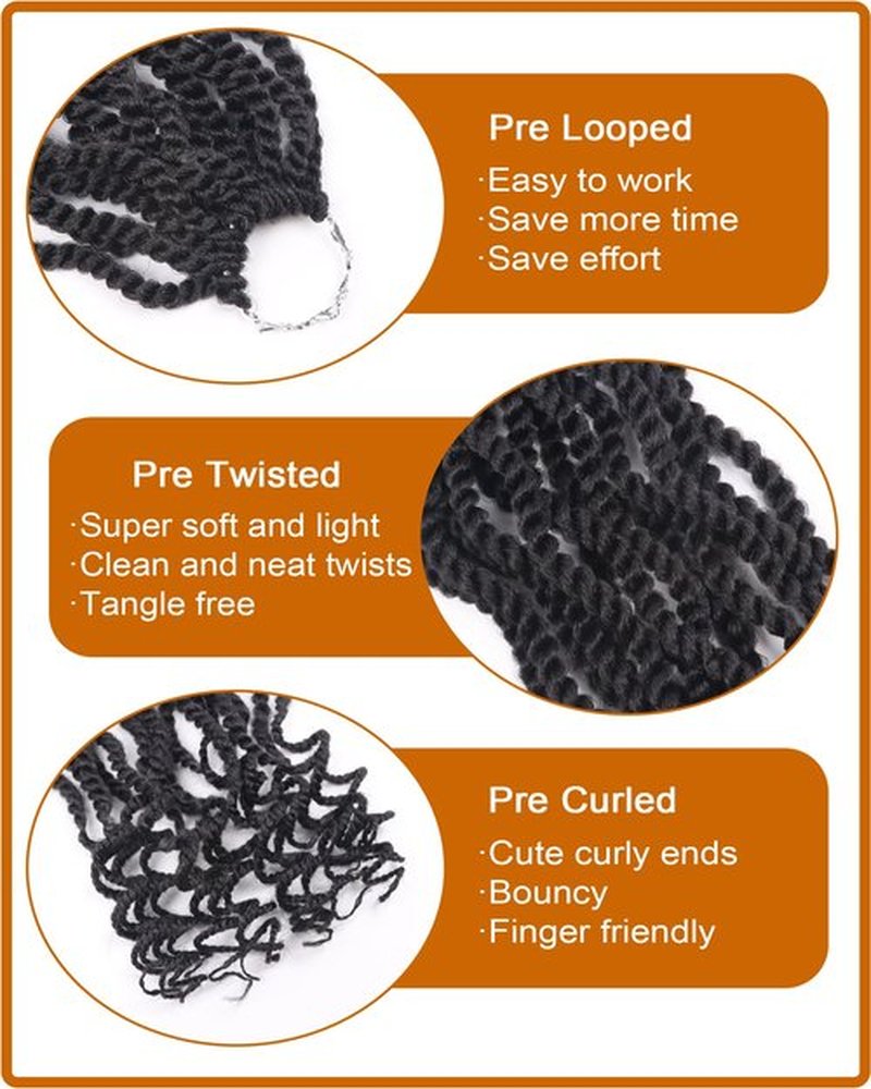 8 Packs Crochet Senegalese Twist Hair Pre Looped 10 Inch Crochet Twist Hair for Black Women Kinky Twists Crochet Hair Short Crochet Braids with Curly Ends (10 Inch,2)