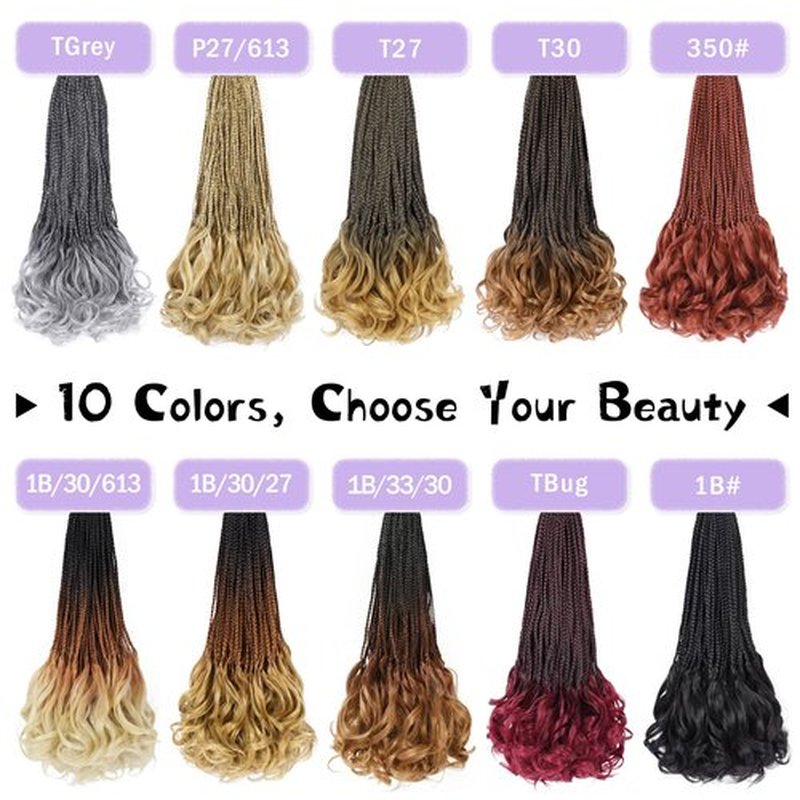 French Curl Crochet Braids 22 Inch 8 Packs Goddess Box Braids Crochet Hair for Women Pre Looped Crochet Box Braids with Curly Ends Synthetic French Curly Braiding Hair Extensions (1B/30)