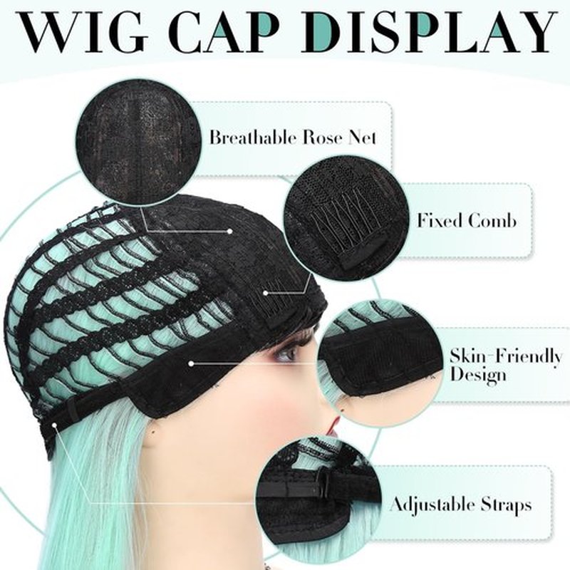 WIGER Long Straight Green Wigs for Women Ombre Mint Green Hair Wig Light Green Colorful Mermaid Wigs Two-tone No Lace Synthetic Straight Hair for Cosplay