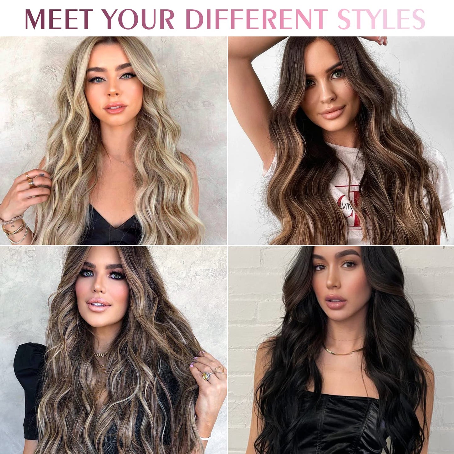 Fimislosion 16" Clip in Real Human Hair Extensions with Double Weft, 7pcs with 16clips,120 Gram(#1B Natural Black)