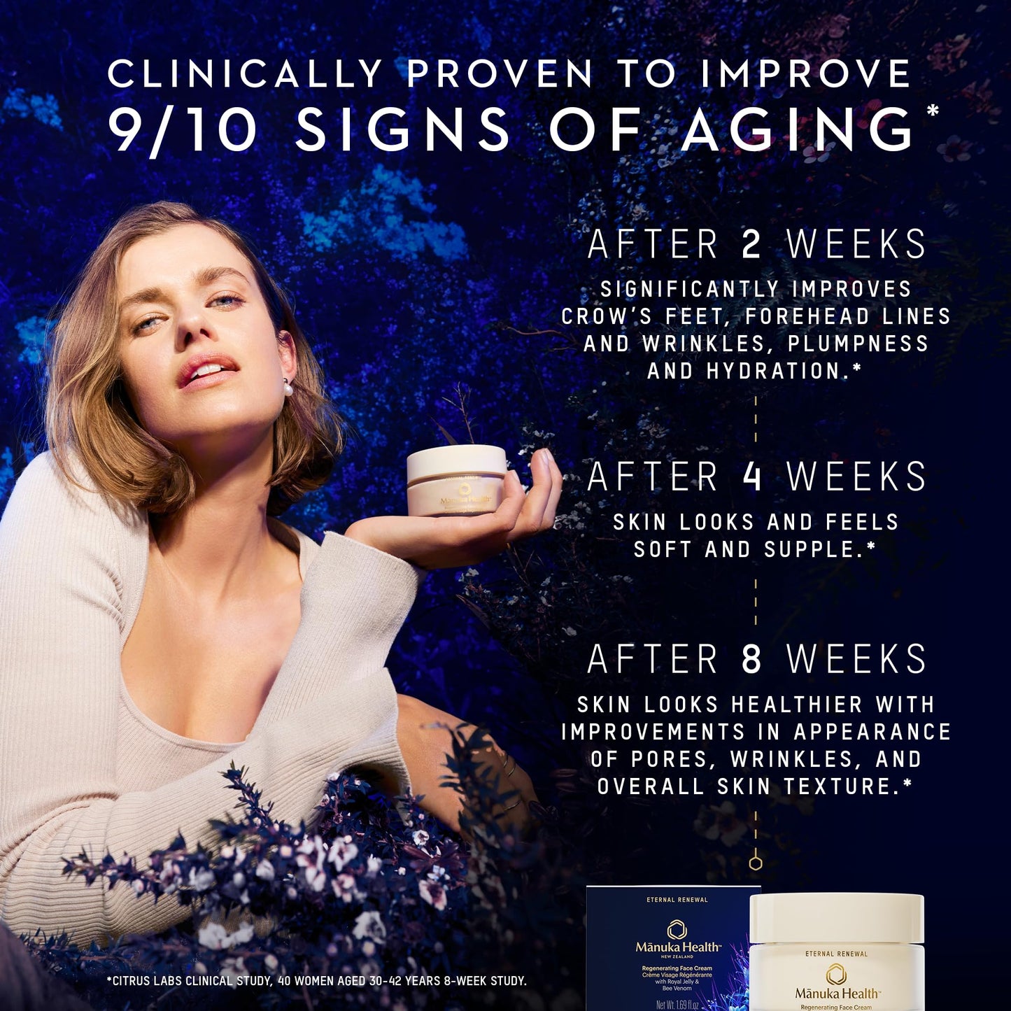 Manuka Health Regenerating Face Cream with Manuka Honey, Bee Venom & Royal Jelly – 50 ml / 1.69 oz – Clinically Proven Natural Face Moisturizer Improves Dark Spots, Crow’s Feet, Fine Lines & Wrinkles