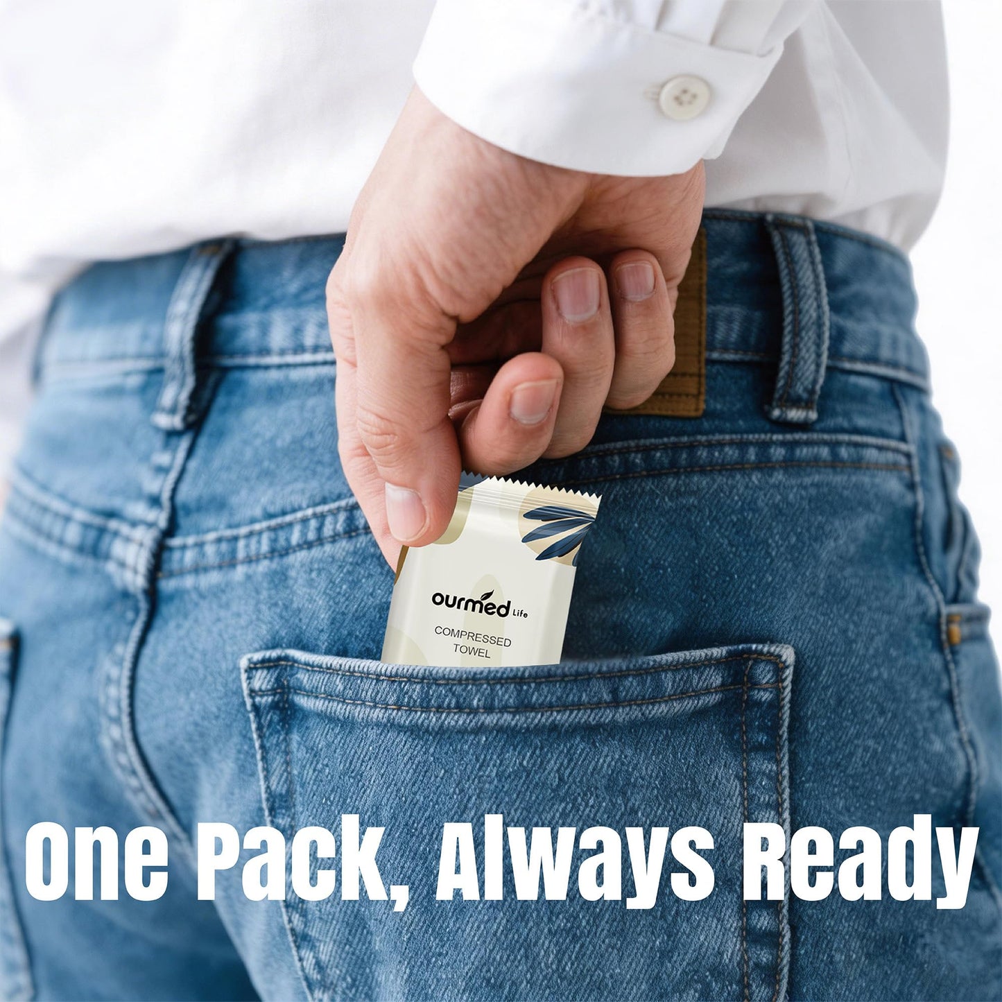 Ourmed Life Compressed Towel Tablets – Portable, Individually Wrapped Disposable Face Towels, Quickly Expand with Water, Soft & Lint-Free, 12‘’x10‘’ for Travel, Camping, Hiking, Backpacking (24 Count)