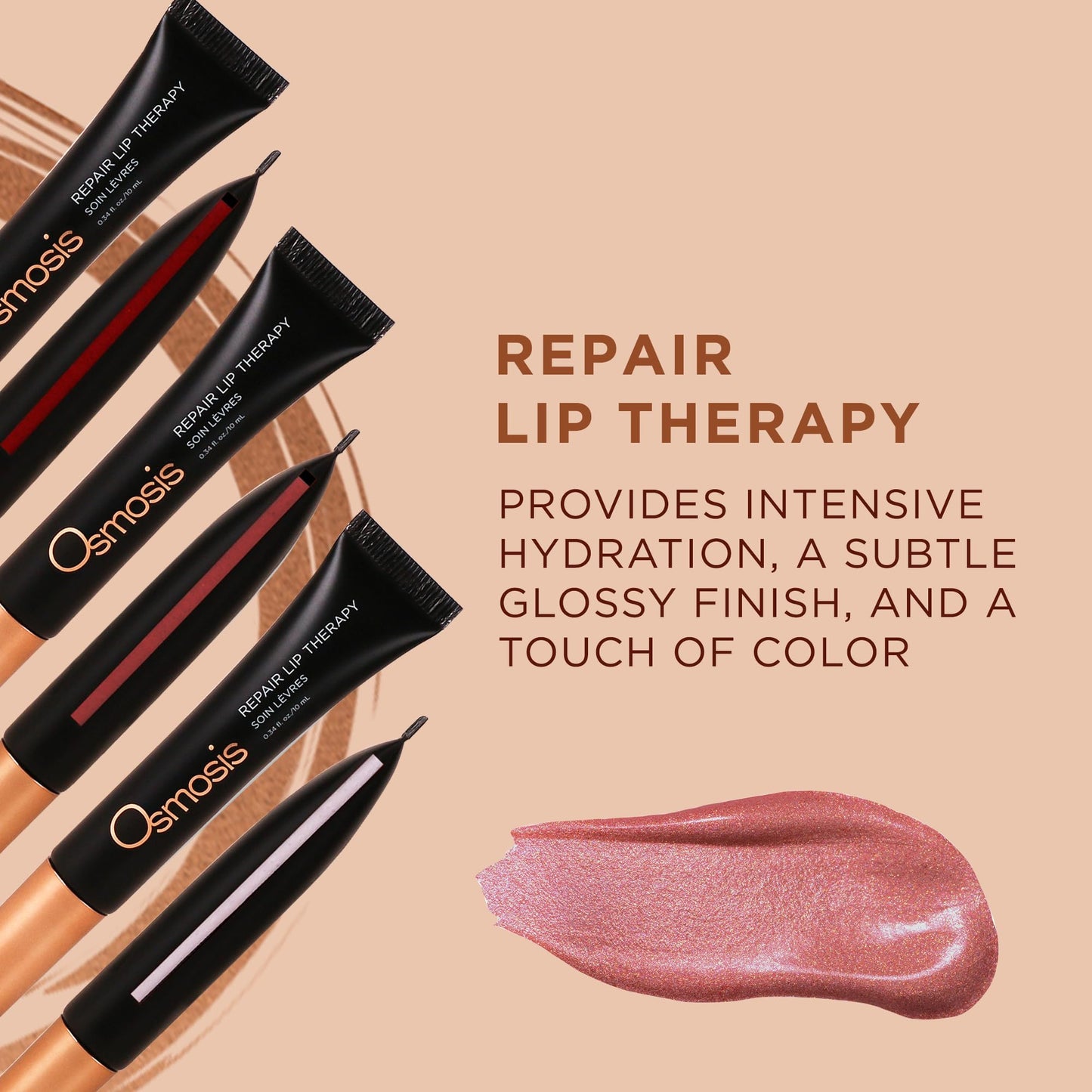 OSMOSIS Repair Lip Therapy, Tinted Gloss, Hydration, Naturale, 0.34 Oz