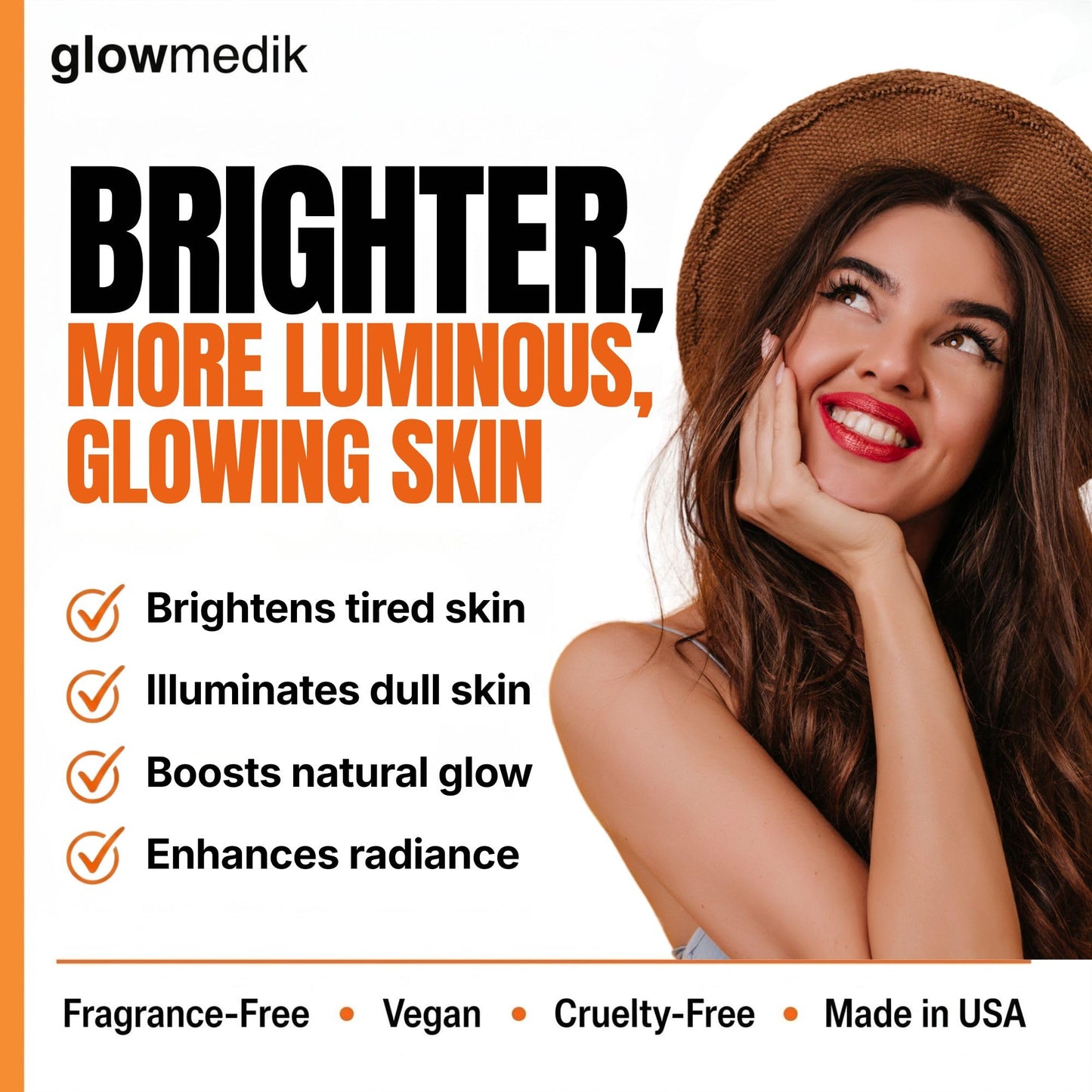 GlowMedik Vitamin C Serum for Face - Illuminating Brightening Serum for Dark Spots - Dark Spot Corrector with Hyaluronic Acid & Vitamin E - Fine Lines & Wrinkles, Sensitive Skin, Made in USA 2 fl oz