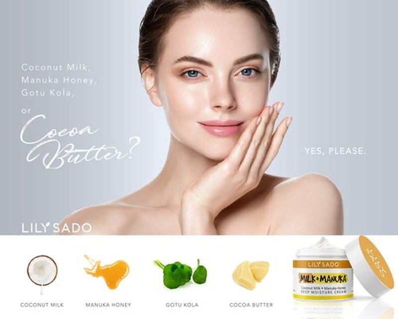 LILY SADO MILK+MANUKA™ Coconut Milk and Manuka Honey Natural Face Moisturizer - Non Greasy Organic Facial Cream with Cocoa Butter and Gotu Kola - Amazing Anti-aging Formula