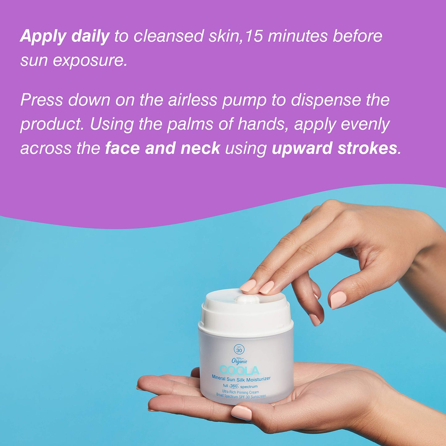 COOLA Organic Sun Silk Face Moisturizer Lotion with SPF 30, Dermatologist Tested Mineral Sunscreen & Sunblock with Plant-Derived BlueScreen Digital De-Stress Technology, 1.5 Fl Oz