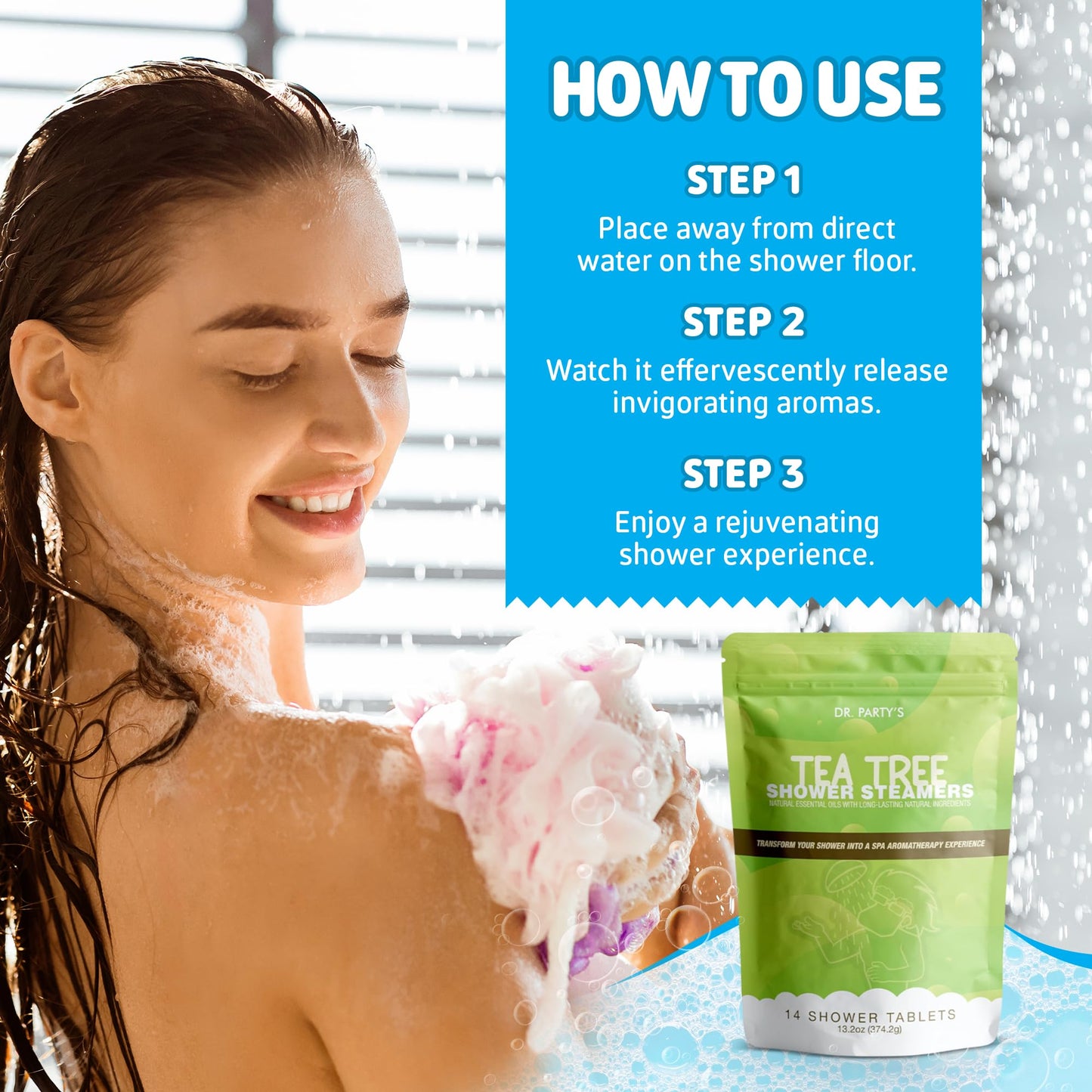 Shower Steamer - 5 Different scents - 14 Tablets per Package (Tea Tree)