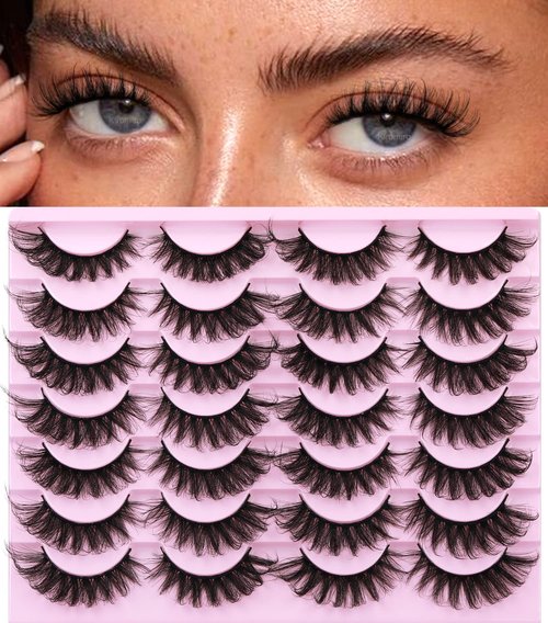 Mink Lashes Fluffy Russian Mink Lashes Extension 17mm Wispy False Eyelashes 6D D Curl Russian Strip Lashes Pack by Kiromiro