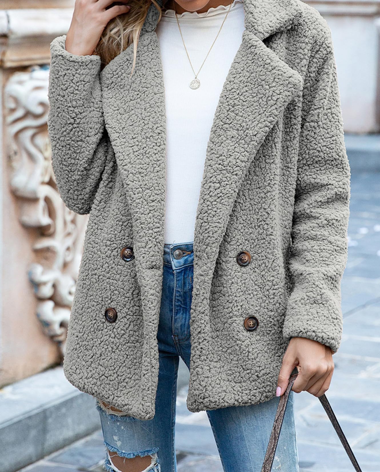 BIVENANT ladies cozy winter teddy bear coats for women Grey cute fuzzy fleece Short sherpa jacket women 24 fashion oversized faux fur jackets christmas gifts for women