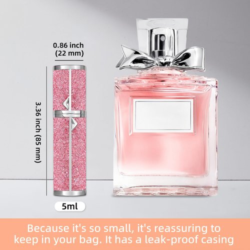 muilsae AB00DB Leatherette Refillable Perfume Atomiser 5ml, Bottom Fill Perfume Bottle, Portable and Leak-proof Suitable for Women and Men (AB00DB 5ml)